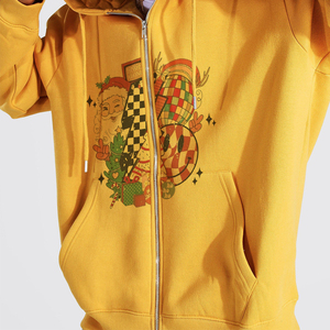 Sweat-shirt à capuche jaune pour homme, coupe ample, manches classiques, couleur unie, décontracté, en molleton 100% coton, vêtement d'hiver, poche brodée - Product Image 5