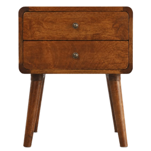 Mid-Century Modern Solid Teak Wood <b>2</b>-<b>Drawer</b> Bedside Nightstand <b>Chest</b> - Product Image 1