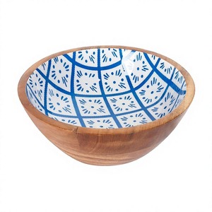 Bol de service en bois floral fait main non traité 2kg HCZ-222 pour les fêtes, vaisselle de cuisine par HANDICRAFTS ZONE - Product Image 1