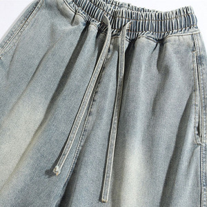 Shorts en jean noir personnalisés 100 % coton respirant délavé avec fermeture éclair, style 2026, décontracté, longueur genou, streetwear, mode estivale - Product Image 2