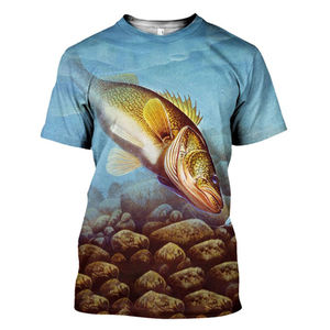 Camiseta de Pesca Personalizada de Manga Corta 100% Algodón, Impresión Serigráfica de Marca Privada, Transpirable, de Secado Rápido, Tallas Grandes - Product Image 1