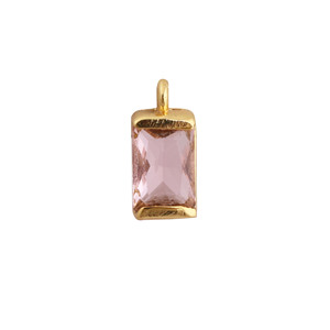 Connecteur rectangulaire en quartz morganite rose plaqué or pour bijoux faits main – Vente en gros - Product Image 1