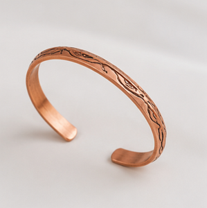 Premium Textured Beveled Open Cuff Pure Copper Bracelet With Fashionable Metal Jewelry Exquisite Design - Product Image 1