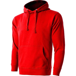 Sudadera con Capucha Roja para Hombre, Mezcla de Poliéster/Algodón, Transpirable, 300g, Tejido de Punto, Color Sólido, Casual, Otoño, Manga Larga, Digital - Product Image 1