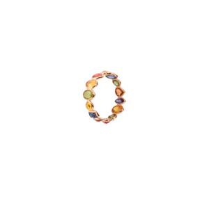 แหวนประดับพลอยไพลินหลากสีธรรมชาติแบบ Eternity Band ตัวเรือนทองคำแท้ 18K สีเหลือง – แหวนประดับพลอยรูปวงรีหลากสีรุ้ง สุดหรูประจำเดือนกันยายน - Product Image 4