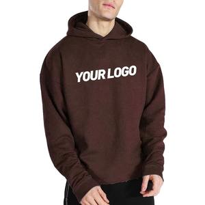 เสื้อฮู้ดดี้โอเวอร์ไซส์ผ้าฝ้ายเฟรนช์เทอร์รี่แบบยูนิเซ็กซ์  ไม่มีเชือกผูก  ชายเสื้อตัดดิบ  ความยาวสั้น  สีพื้น  สำหรับผู้ชาย  รับสกรีนลายตามสั่ง - Product Image 5