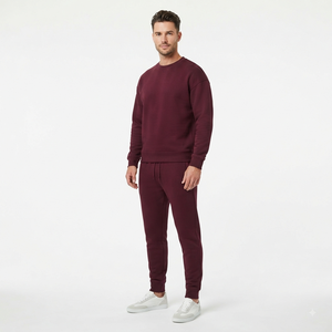 Ensemble de survêtement polaire d'hiver pour homme, coupe confortable, sweat-shirt à col rond uni et pantalon de survêtement, achat en gros, vêtements décontractés et de loisirs - Product Image 4