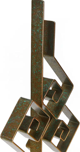 ประติมากรรมโลหะนามธรรมสมัยใหม่สำหรับตกแต่งบ้าน งานศิลปะเรขาคณิตสำหรับวางบนโต๊ะ พร้อมฐานสีดำสุดหรู - Product Image 4