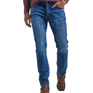 Jean pour homme en denim selvedge personnalisé, style Western, extensible, bleu ciel, coupe Boy Baggy, taille mi-haute, coupe droite slim - Product Image 4