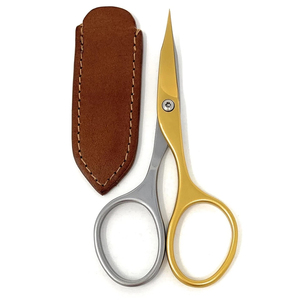 Curved Precision Two-Tone <b>Nail</b> <b>Scissors</b> With Protective Leather Pouch Beauty Tool <b>for</b> Salon & Home Use With Steel Handles - Product Image 1