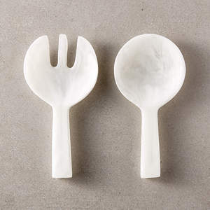 Eco-Friendly Resin <b>Salad</b> <b>Servers</b> Set Green Handle Manual Kitchen Utensils Dishwasher Safe tableware dinnerware - Product Image 6