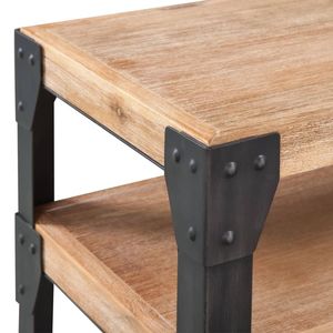 Mesa Consola de Madera de Acacia 100% Sólida y Acero en Combinación de Colores Marrón y Negro - Product Image 4