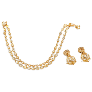 Heeru Gold Plated Polki Layered Bridal Necklace & Earring Set - Product Image 2