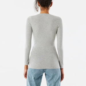 T-shirt à manches longues 100% coton respirant, t-shirts unis personnalisés pour l'impression, t-shirts pour femmes, t-shirt confortable et respirant - Product Image 2