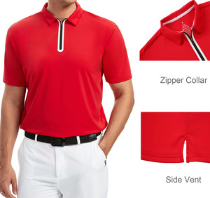 Polo en maille à manches courtes pour homme, personnalisé, de qualité supérieure, avec col zippé, séchage rapide, coupe décontractée, couleur unie - Product Image 6