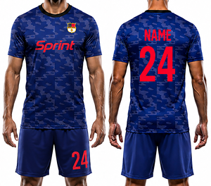 Uniforme de Fútbol Personalizado Unisex de Manga Corta, Poliéster/Algodón, para Partidos Deportivos, Entrenamiento, con Impresión Sublimada - Product Image 1