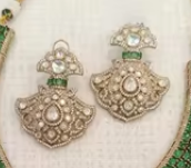 Conjunto de Collar y Pendientes de Moissanita Polki Chapado en Oro de Latón de Primera Calidad Radiante para Compromiso, Boda y Fiestas - Product Image 2