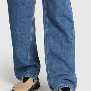High Quality Eco-Friendly Breathable Quick Dry Heavyweight Nonwoven Straight Casual High <b>Waist</b> 100% Cotton Denim Men's Pants - Product Image 2
