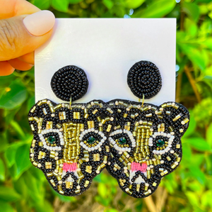 Pendientes Colgantes Multicolor con Diseño Floral de Cuentas de Semilla y Estampado de Leopardo, Estilo Bohemio, Atrevido, con Corte de Pera, Unisex, de Moda, para Fiestas - Product Image 1