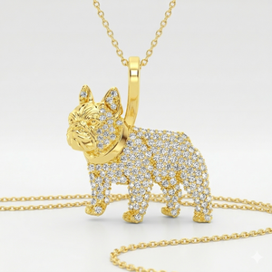 Pendentif Bouledogue Français Moissanite Plaqué Or Argent 925 Personnalisé en Gros, Breloques Animaux Hip Hop Tendance Unisexe - Product Image 1
