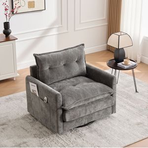 United We Win Mid Century Modern Swivel Accent <b>Chair</b> <b>Single</b> Sofa Thick Padded <b>Arm</b> Solid Metal Base Comfortable <b>Chair</b> Living Room - Product Image 1