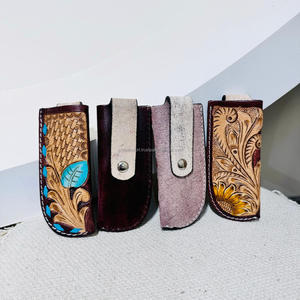 Venta caliente, deslizamiento de cuero con herramientas personalizadas para cuchillo plegable, funda con Clip, funda de cuchillo de girasol occidental, funda de trampero con cinturón superior abierto - Product Image 6