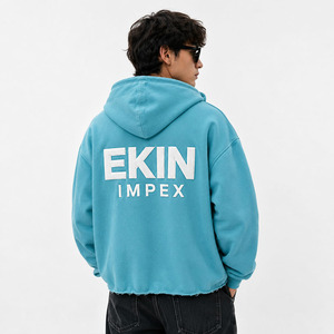 เสื้อฮู้ดซิปผู้ชายทรงโอเวอร์ไซส์ Ekin Impex สีพื้น ผ้าฝ้ายเฟรนช์เทอร์รี่ สวมใส่สบายๆ สำหรับฤดูใบไม้ร่วง - Product Image 2