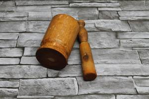 Juego de Mortero y Pilón Hecho a Medida, Artesanía India, 100% Madera Natural, Imam Dasta Ohkli Musali, Utensilios de Cocina para el Hogar y el Jardín - Product Image 2