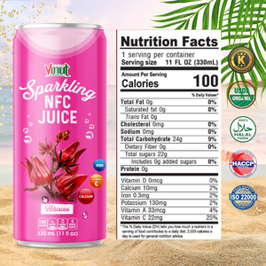 Variedad con sabor a 330ml Hibicus sabor espumoso NFC jugo VINUT precio de fábrica, OEM/ODM, etiqueta privada disponible - Product Image 6