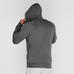Sweat-shirt à capuche zippé gris foncé pour homme, couleur unie, coupe décontractée, en coton tricoté molletonné, idéal pour l'automne - Product Image 2