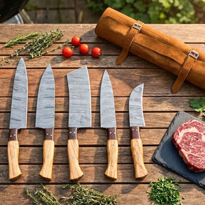 Multi Piece Damascus Steel Kitchen Knife Set Professional Kitchen <b>Tools</b> For Home And Restaurant Cooking - Product Image 2