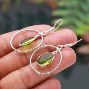 Boucles d'oreilles en péridot, argent sterling 925, pierre précieuse naturelle, bijoux faits à la main pour femmes, vente en gros - Product Image 2