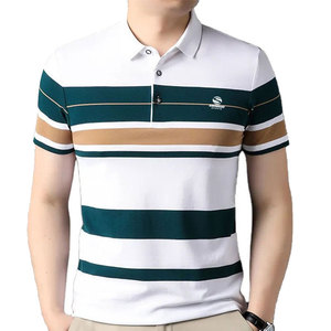 เสื้อโปโลชายลายทาง ผ้าคอตตอนผสม แขนสั้น สไตล์ลำลอง ใส่สบายสำหรับฤดูร้อน ทรงปกติ ระบายอากาศได้ดี แฟชั่น รับผลิตตามแบบ OEM - Product Image 5