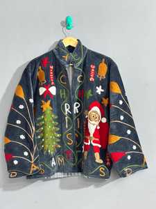 เสื้อแจ็คเก็ตคริสต์มาสปักลายกำมะหยี่หรูหรา สไตล์โบโฮ สำหรับเทศกาลคริสต์มาส เสื้อโค้ทแบบอุซเบก ซูซานี เสื้อคลุมผู้หญิงสำหรับฤดูหนาว ของขวัญสำหรับเธอ - Product Image 1