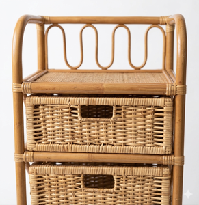 Eco Friendly Natural Rattan Storage Cabinet Handmade Wicker <b>Drawers</b> Organizer <b>Unit</b> For Living Room Bathroom Bedroom Furniture - Product Image 5