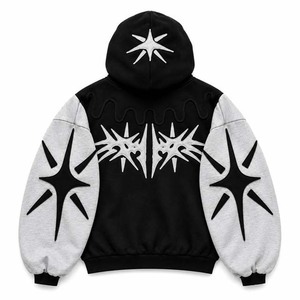 Sudadera con Capucha de Invierno con Gráfico de Estrella Personalizado, Bordado de Apliques Premium, Estilo Urbano Oversize, Bicolor, 100% Algodón, Marca Privada - Product Image 5
