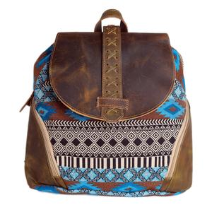 Sac à dos unisexe artisanal léger et portable en cuir véritable et toile pour les voyages, l'université, l'usage quotidien et les sorties décontractées - Product Image 1