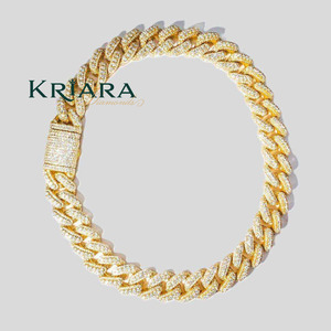 S925 Men's 18K Gold Plated <b>Chain</b> Necklace Round Lab Grown Diamond Hiphop Statement Jewelry - Product Image 3
