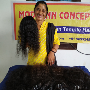 100% Raw Unprocessed Natural Virgin Indian Temple Human Hair <b>Extensions</b> <b>Cheap</b> Black Color Silky Curly Bundle - Product Image 1