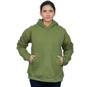 Sudaderas con Capucha y Sudaderas de Felpa de Algodón Teñido Liso de Primera Calidad, Color Verde Salvia, Estilo Urbano - Product Image 2