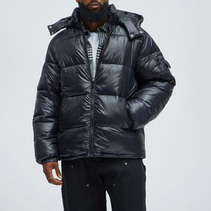 Chaqueta de Plumón de Diseñador para Hombre, con Capucha, Estilo Oversize, para Invierno, con Cierre Frontal, Negra, OEM, Ecológica - Product Image 1