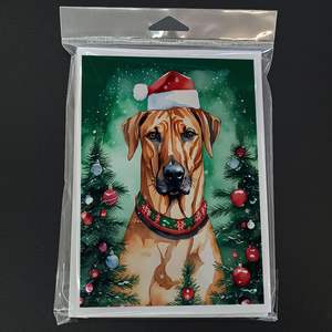 Whimsical A7 tamaño 5x7 Paquete de 8 tarjetas de felicitación de Navidad Rhodesian Ridgeback en blanco con sobres TARJETAS DE NOTAS - Product Image 3