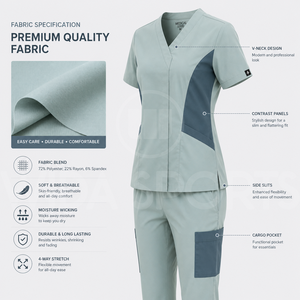 Custom Breathable Unisex Medical <b>Scrub</b> Sets Needle Detection Seamless Fusing Polyester/Cotton Twill Fabric Nursing OEM Service - Product Image 6