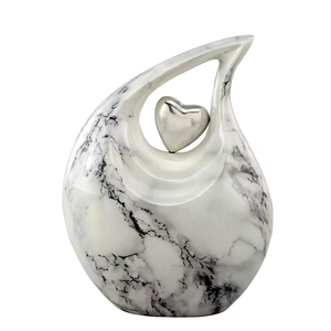 Urna Funeraria en Forma de Lágrima con Acabado de Mármol, Recuerdo Conmemorativo de Metal para Cenizas, Decoración en Forma de Corazón para Adultos, Bebés y Mascotas - Product Image 1