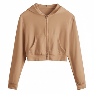 Haut court à capuche pour femme, style unique 2026, manches longues, qualité supérieure, décontracté - Product Image 1