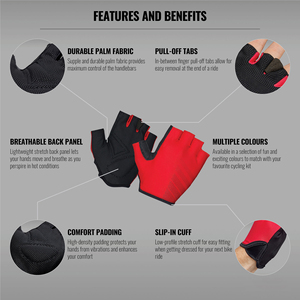 Guantes de Ciclismo Personalizados de Medio Dedo |   Palma acolchada con gel amortiguador de impactos |   Fábrica OEM al por Mayor - Product Image 2