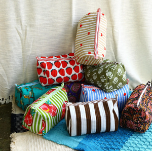 Wholesale Large Cotton Quilted Block Printed Wash Bag Ideal Gift Handmade <b>Toiletry</b> Bag Cosmetic Bag Block Print for Travel - Product Image 2