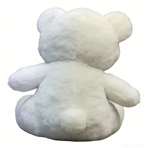 Ours en peluche blanc moelleux et doux, ours blanc assis uni, ours blanc crème en peluche douce - Product Image 3