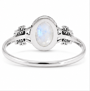 925 Silver Rainbow Moonstone Bangle, Oval Moonstone <b>Bracelet</b>, Blue Flash Gemstone Jewelry, Sterling Silver Gift for Women - Product Image 3