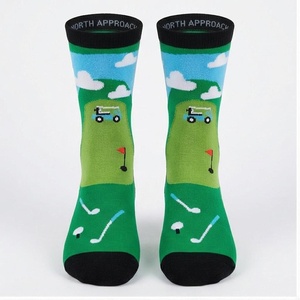 NORTH APPROACH Crew <b>Socks</b> Golf Cart Pattern Green Breathable Casual <b>Socks</b> for Adults Summer Season - Product Image 1